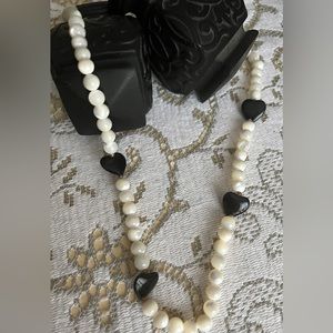 Milky Quartz Beads & Black Onyx 🖤🖤’𝓼 Necklace